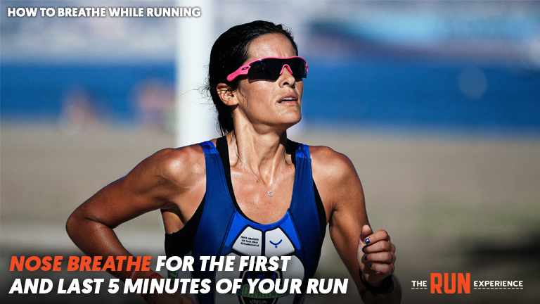 Woman in sunglasses running race