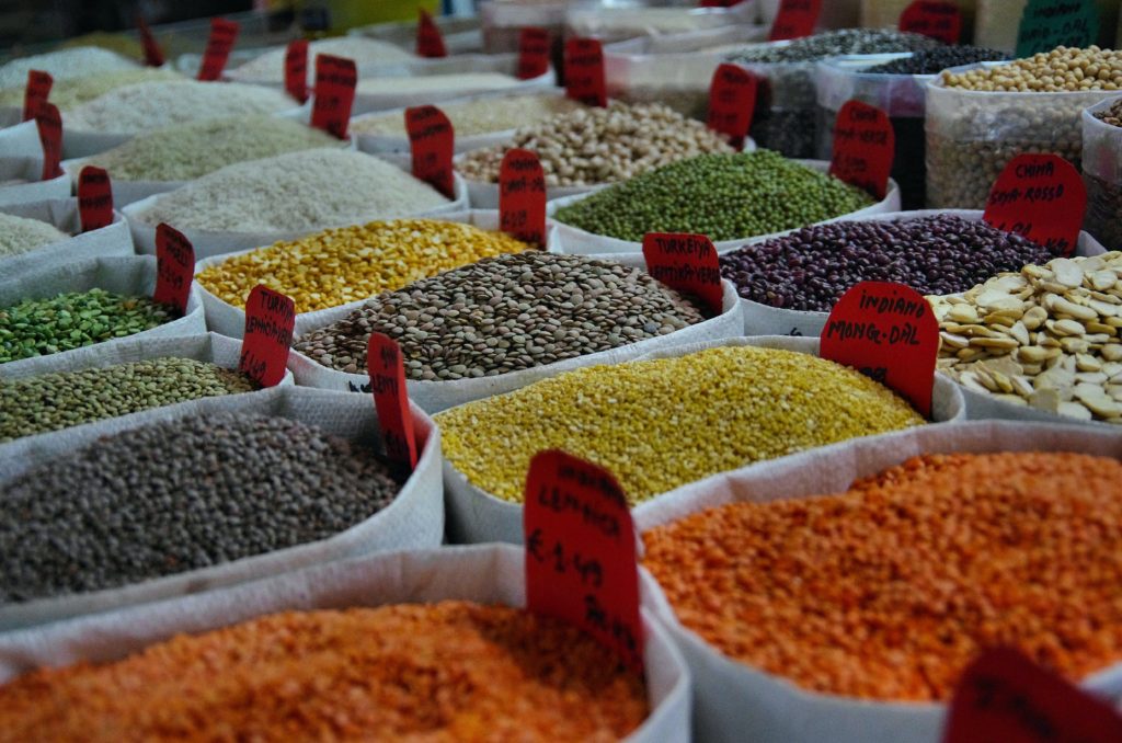 variety of beans and lentils